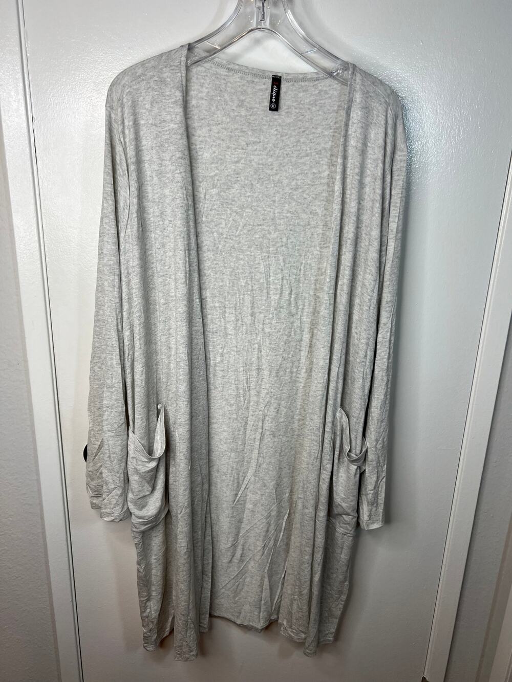 1 Clique Women's Thin Knit Open Cardigan Duster Light Grey NEW ~ Size 3X